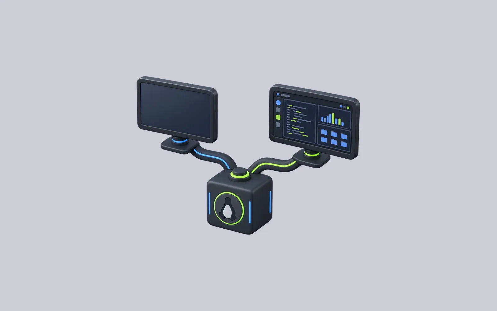 Two illustrated routes from a Linux base to a configured desktop