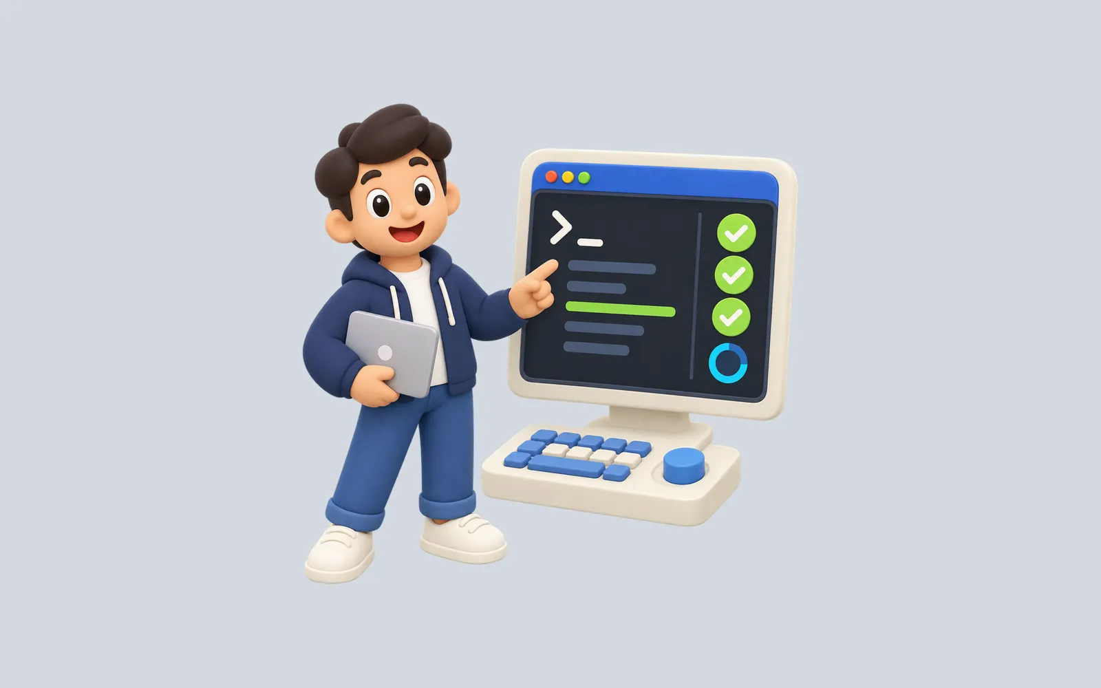 An instructor presenting a browser lab console with learner progress indicators