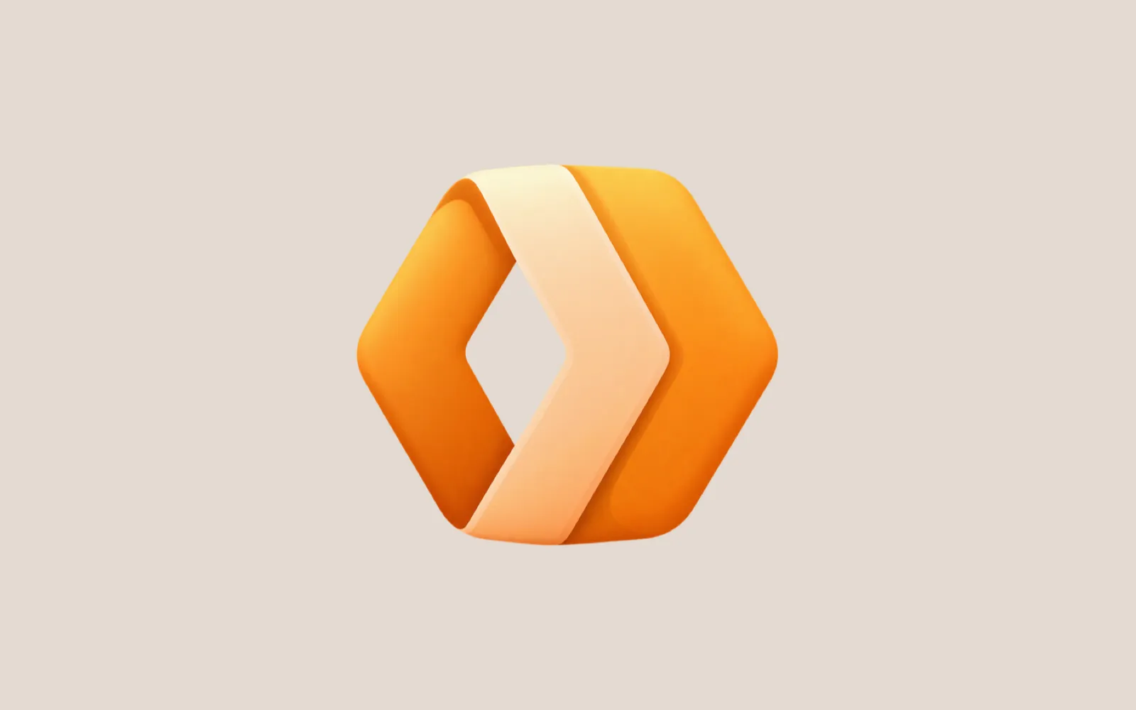 A softly modeled orange Cloudflare Workers mark centered on a warm neutral background