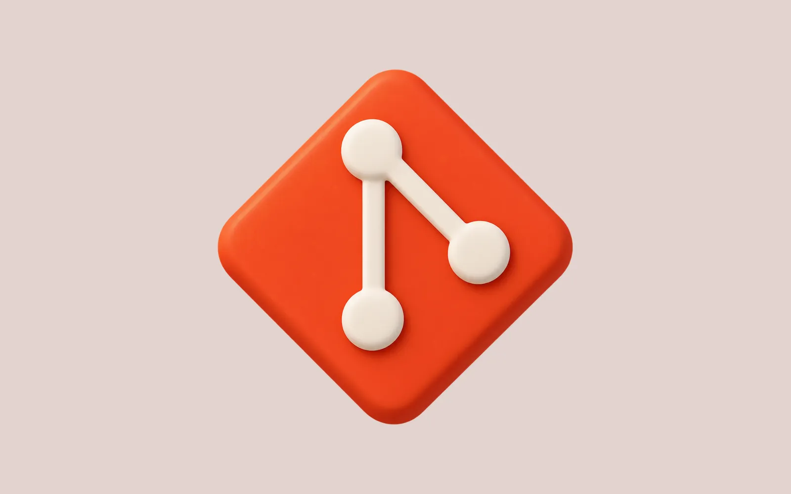 A soft orange Git diamond with cream branching nodes