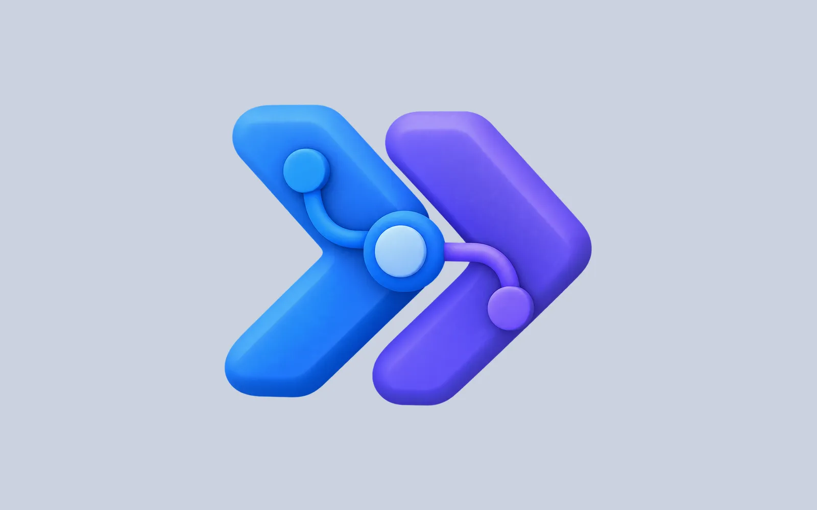 Blue and violet workflow arrows connected by rounded execution nodes