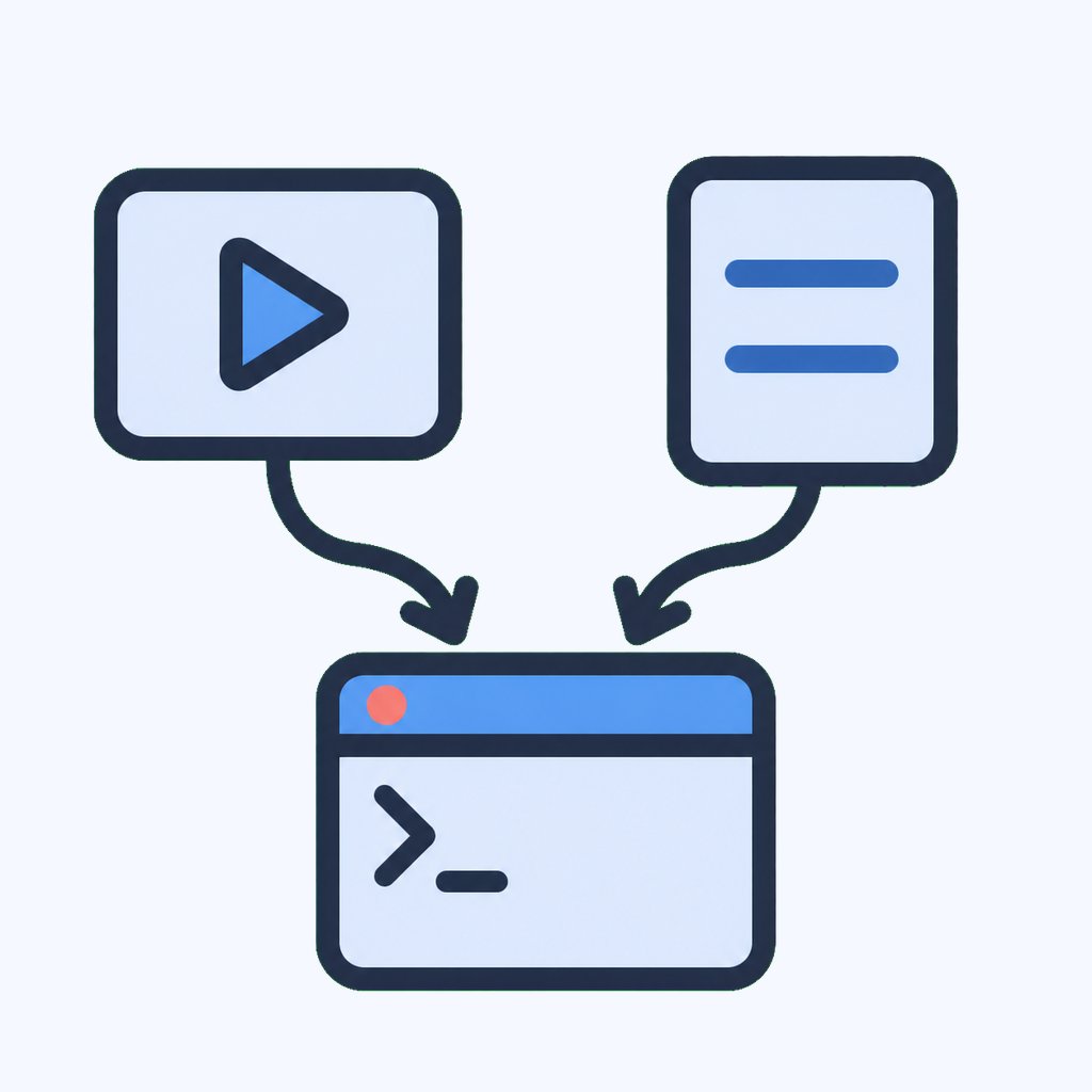 A video lesson and a written guide both leading into terminal practice