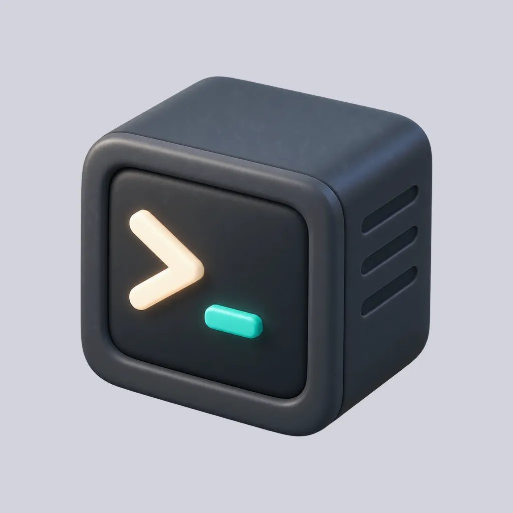 A terminal window fused with a solid server machine, representing a real Linux system behind the browser interface