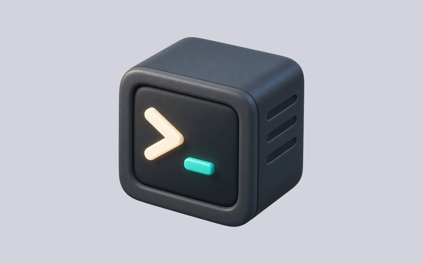 A terminal window fused with a solid server machine, representing a real Linux system behind the browser interface