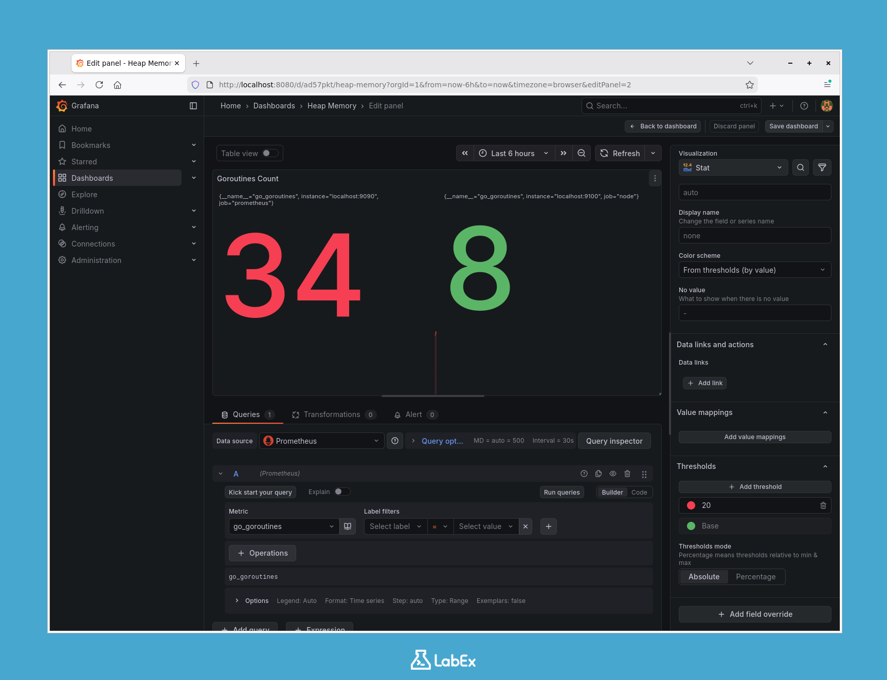 Grafana Visualization Types: Gauge and Stat | LabEx