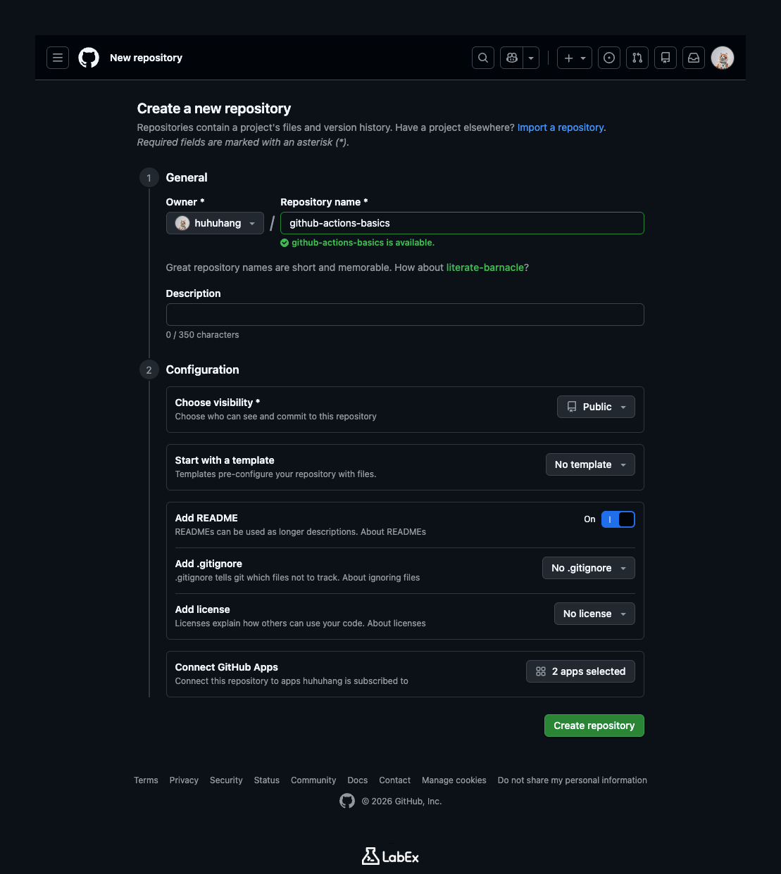 Criar um novo repositório