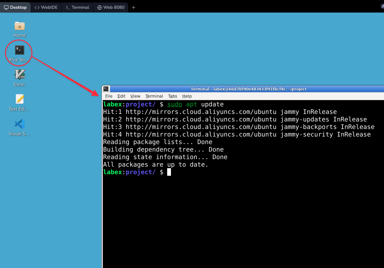 Terminal showing updated package list