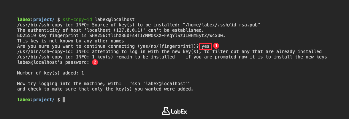 Prompt for labex user password