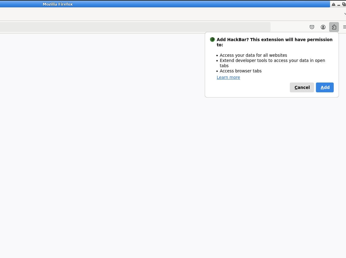 hackbar extension installation popup