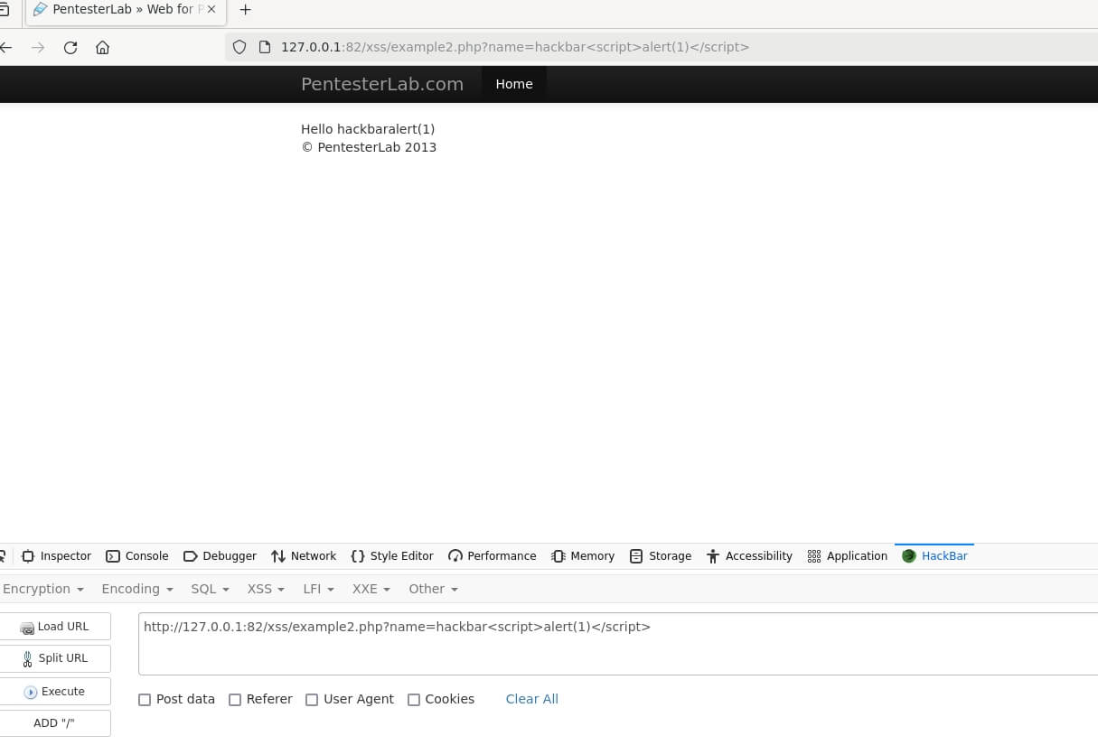 Failed XSS injection attempt