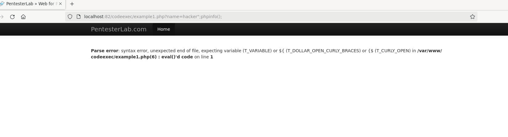 syntax error displayed