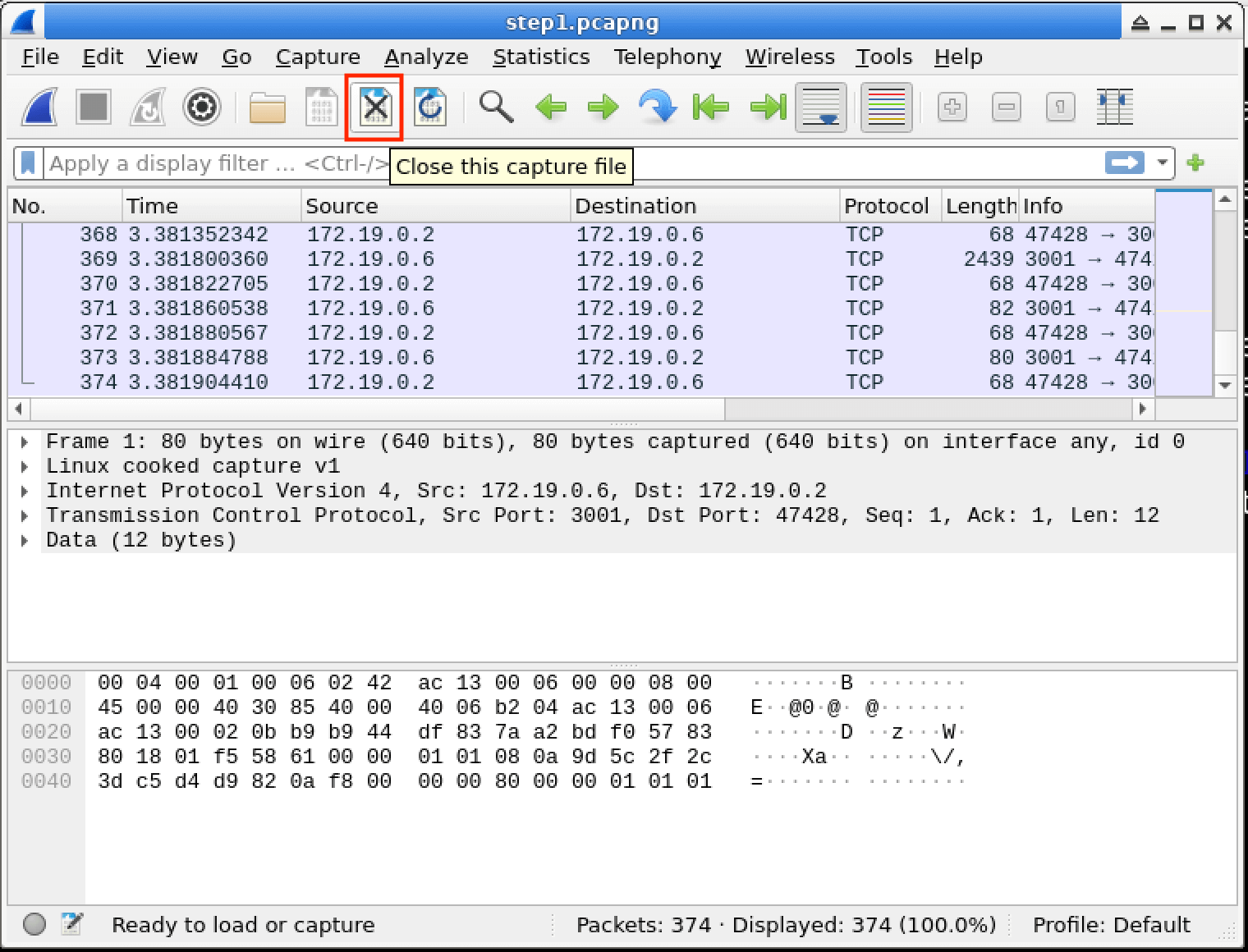 Close this capture file