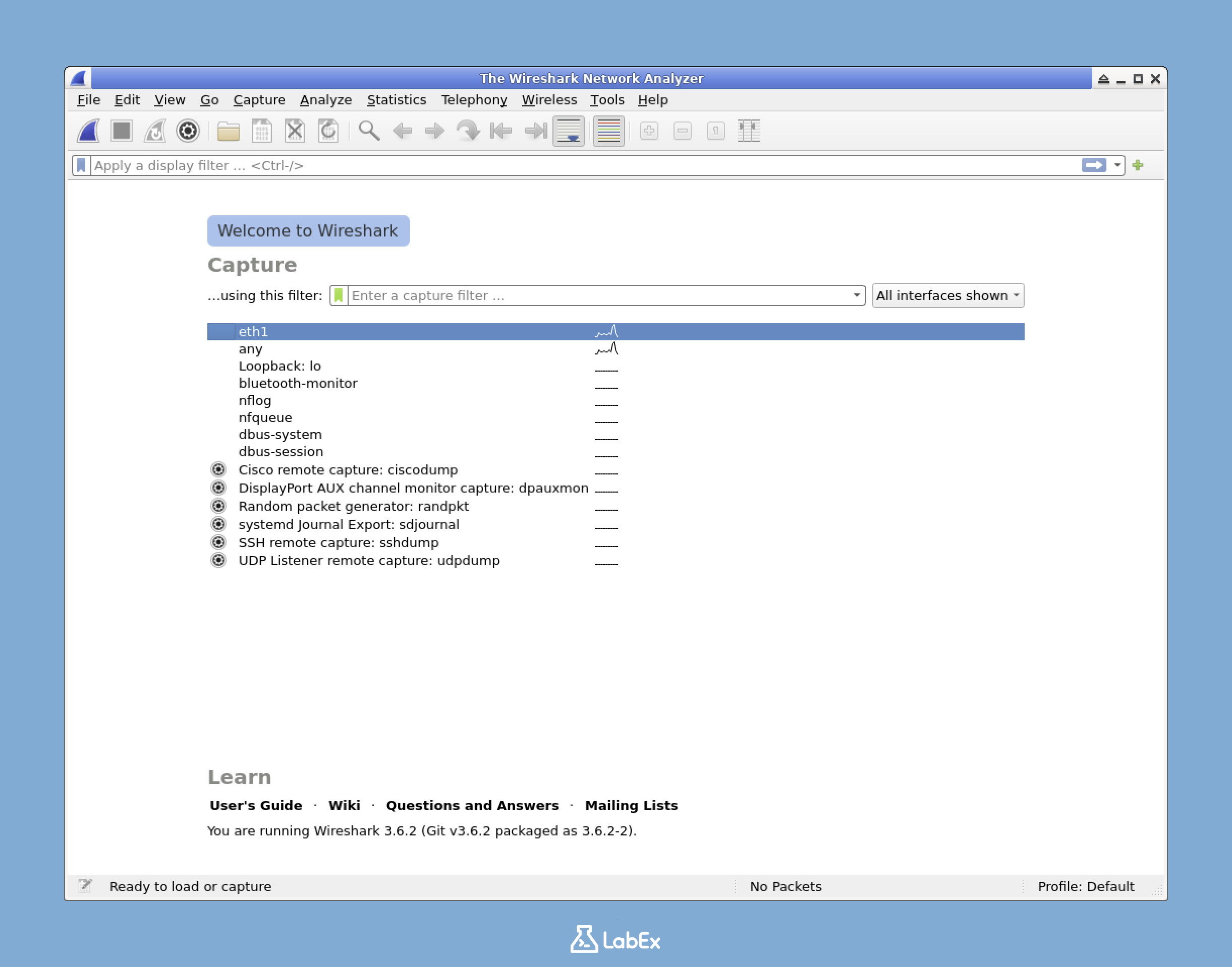 Wireshark main interface