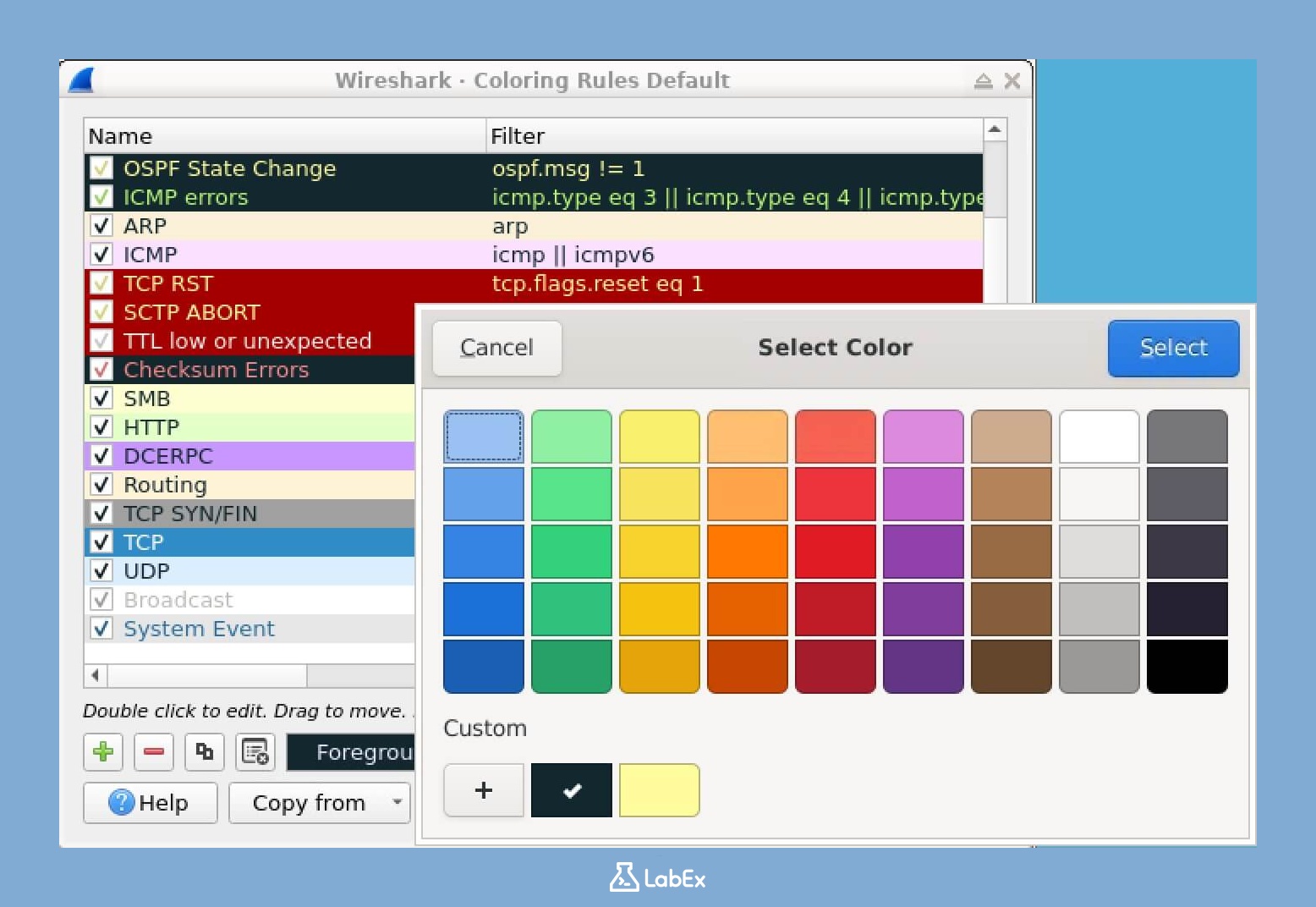 Wireshark 색상 규칙 설정