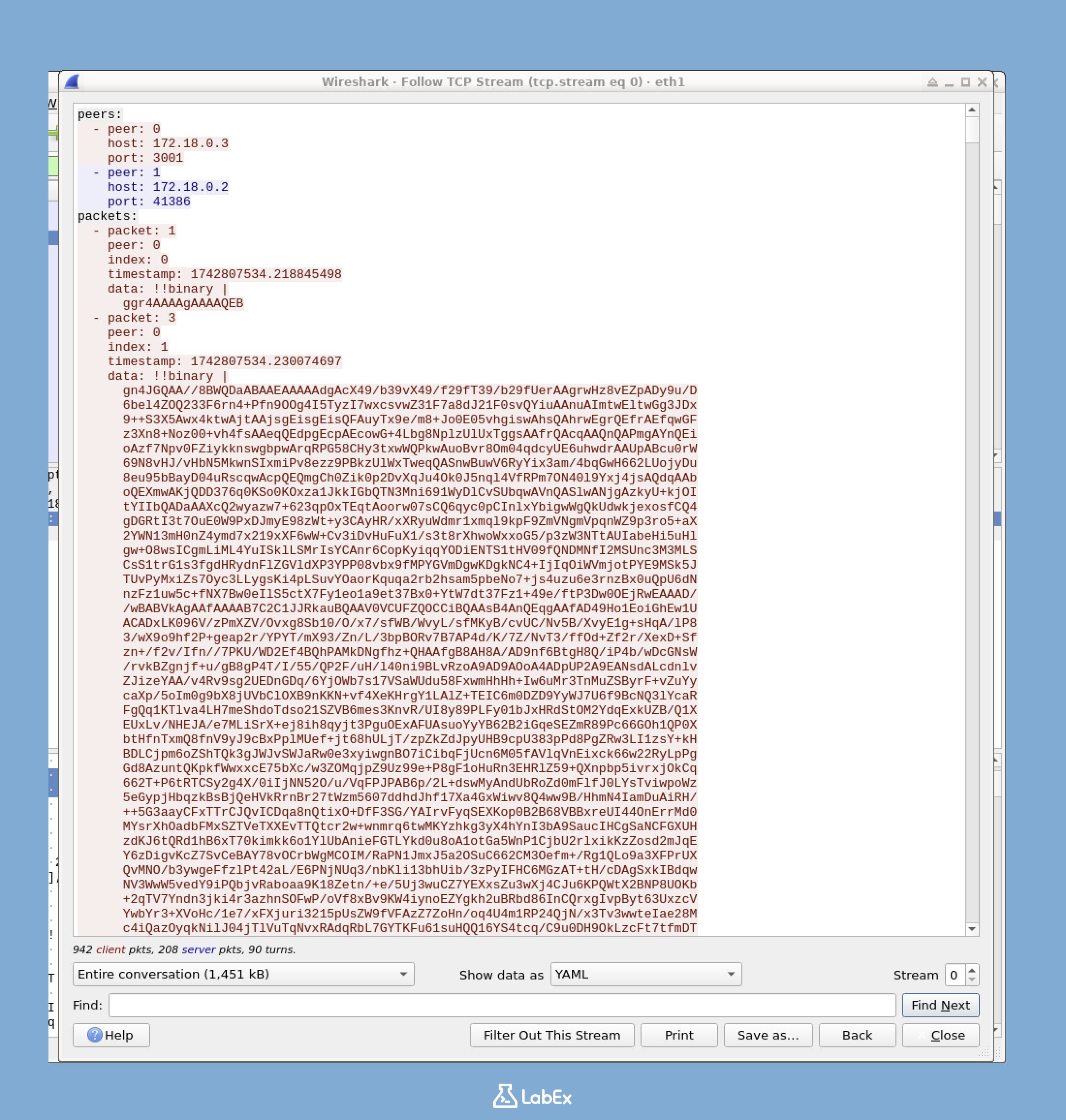 TCP Stream Window Screenshot