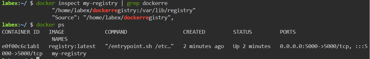 Ejecutando el contenedor del registro de Docker