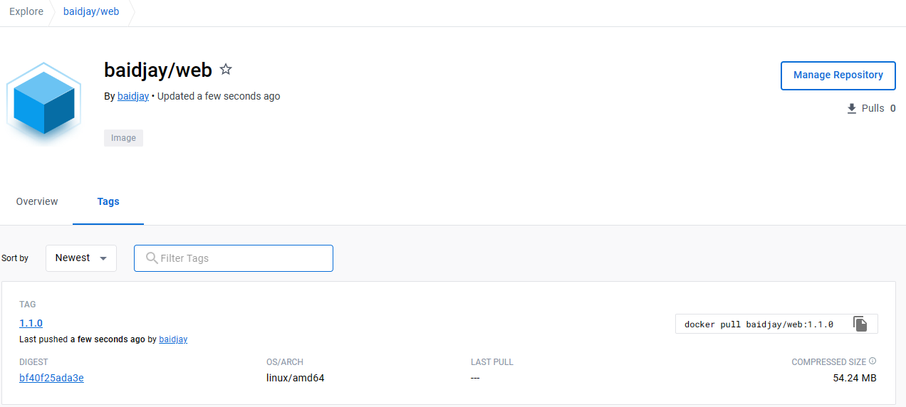 将 Web 镜像推送到 DockerHub