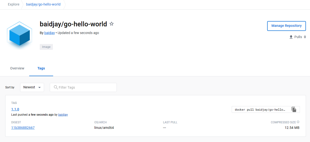 将 Docker 镜像推送到 Hub