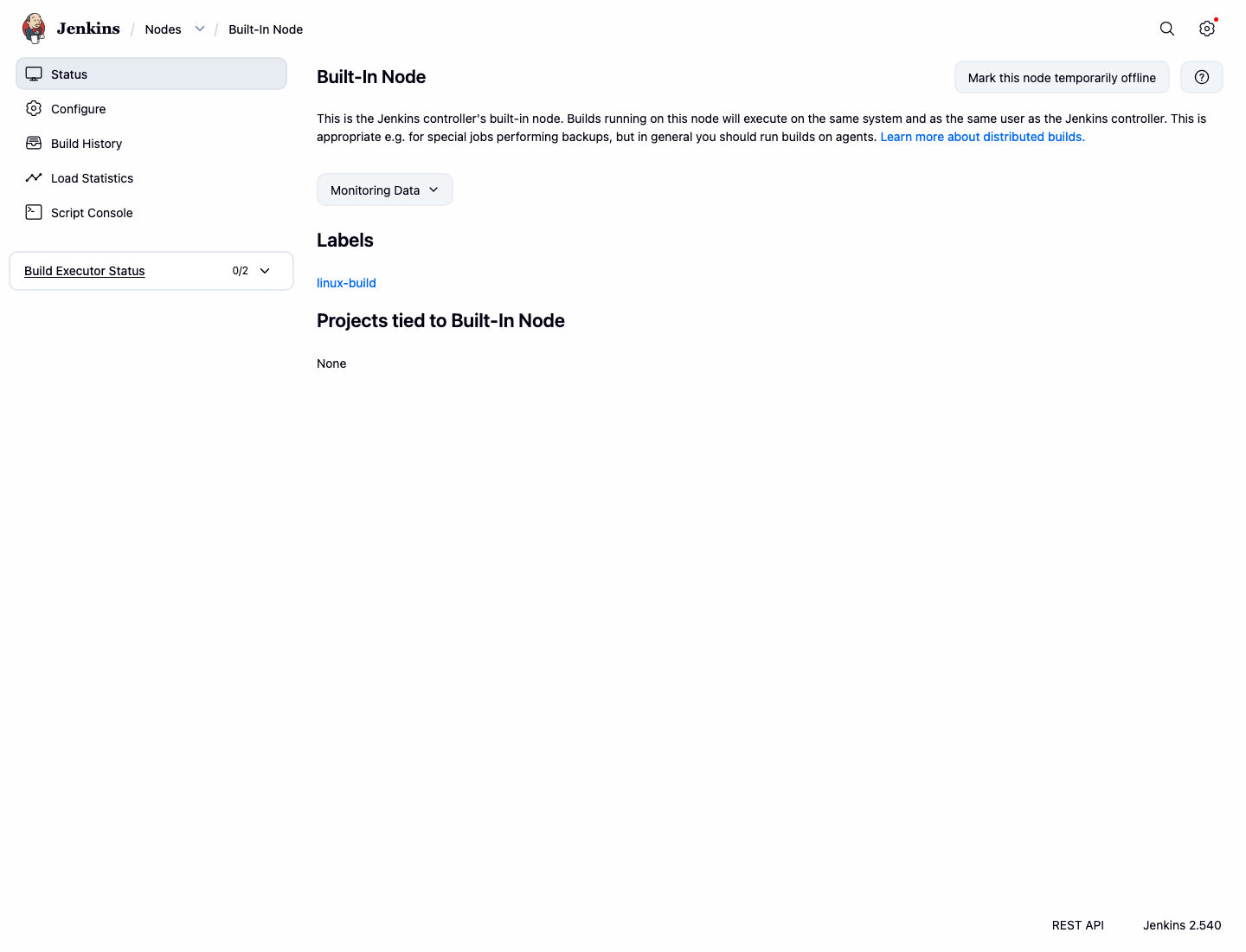 Jenkins built-in node label