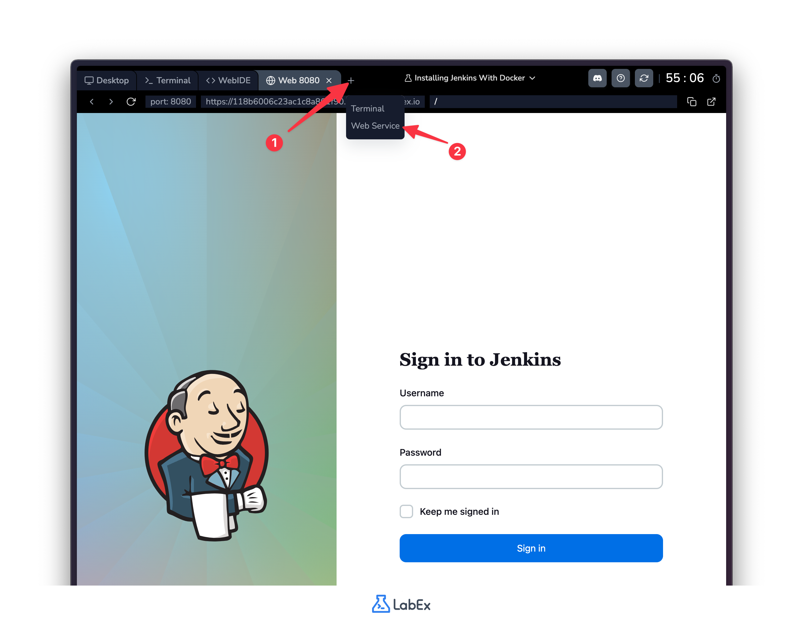 Creating Jenkins web service tab