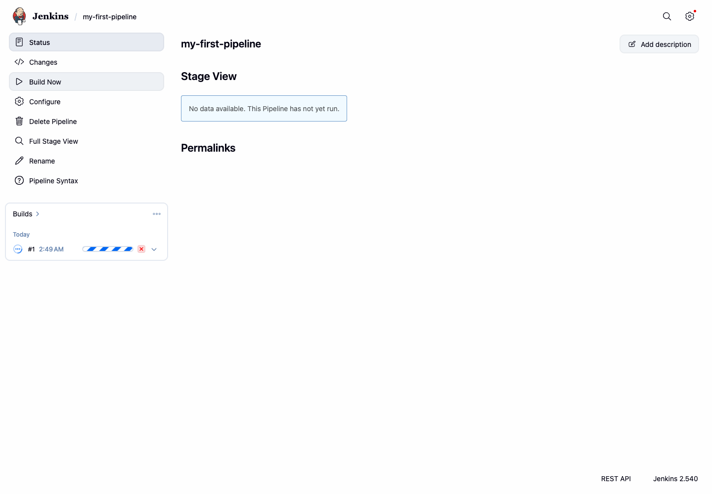 Build-Historie des Pipeline-Projekts