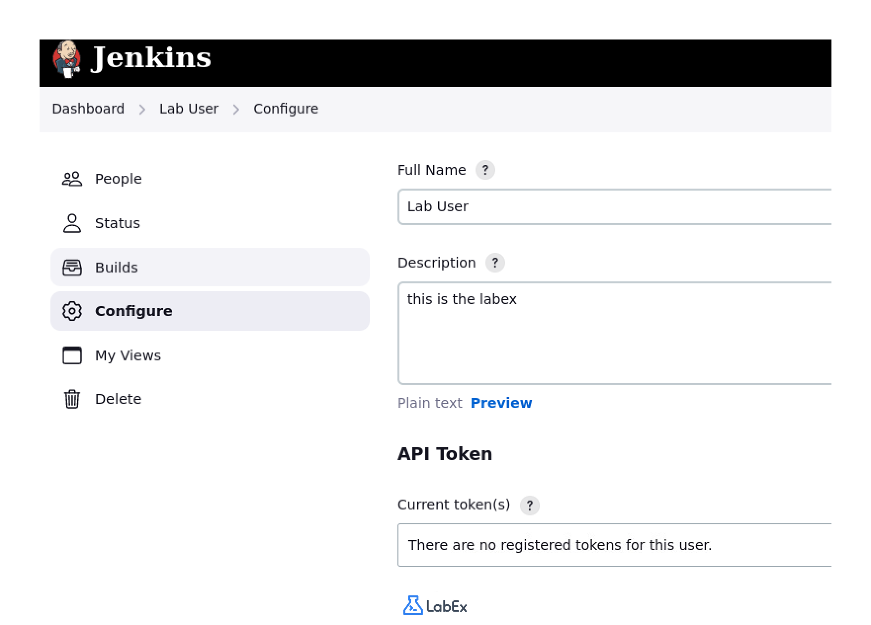 User description field on Jenkins configuration page