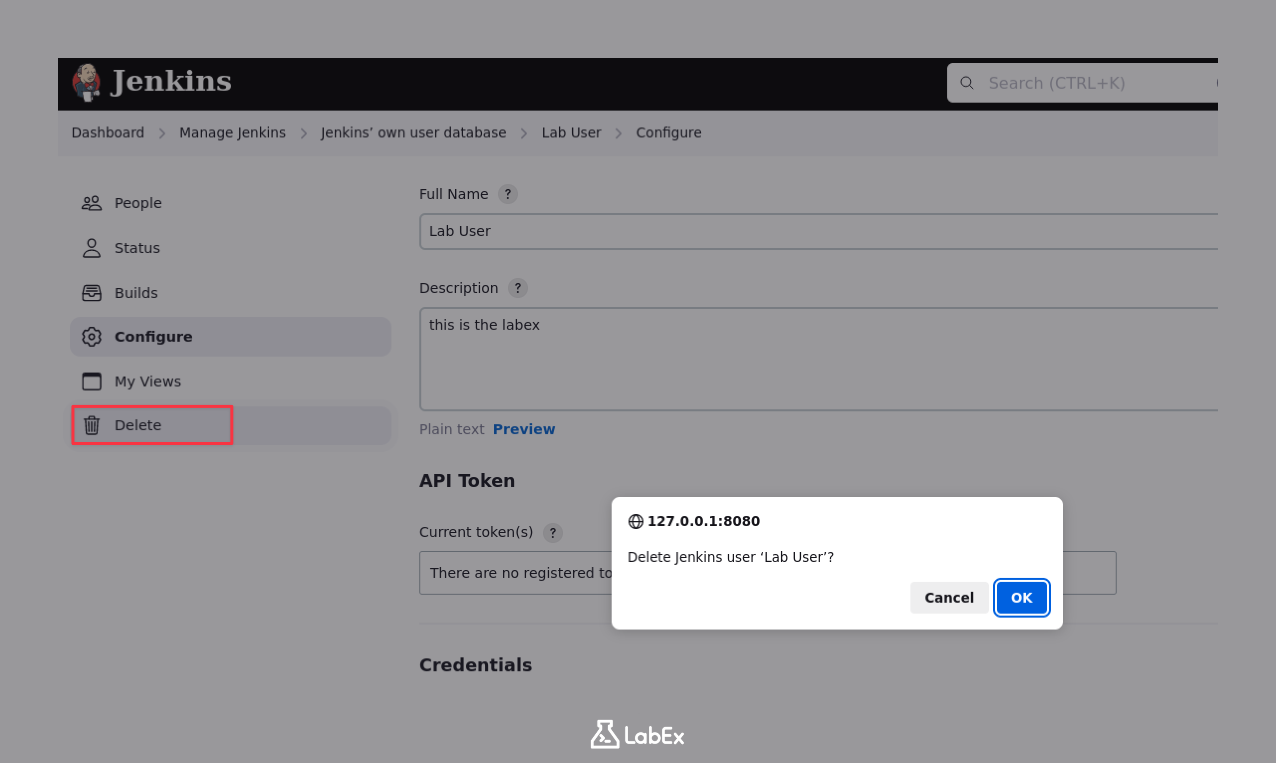 Delete user icon next to username in Jenkins