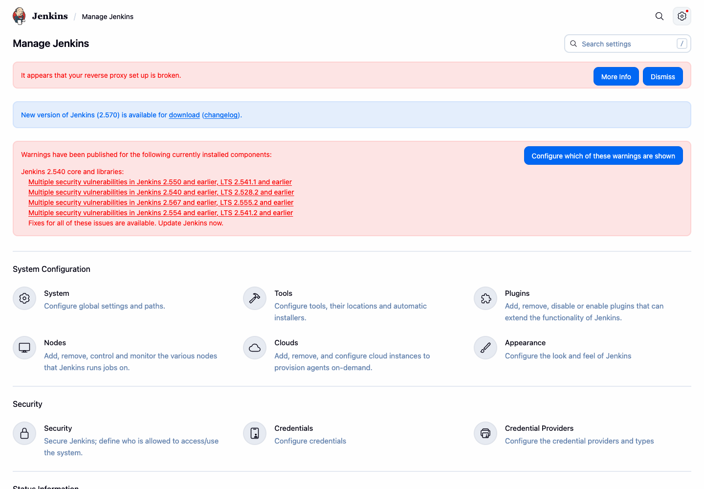 Jenkins Manage Jenkins ページのプラグインリンク