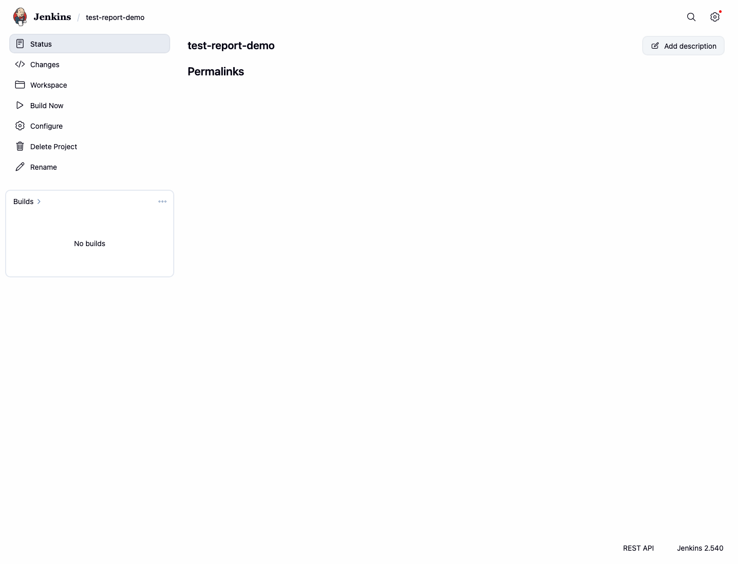 Jenkins test report job