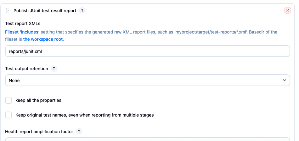 Jenkins JUnit publisher configuration