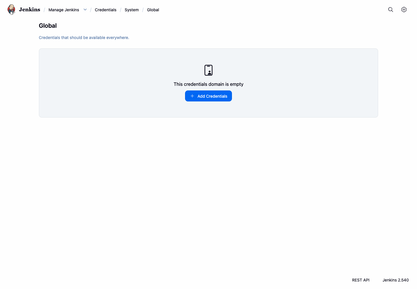 Jenkins global credential domain