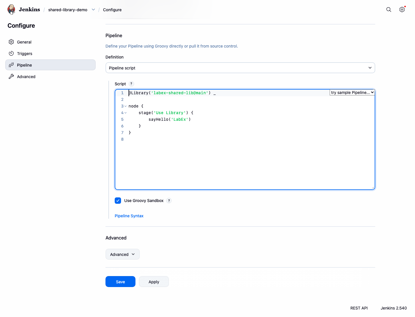 Jenkins Pipeline mit einer Shared Library