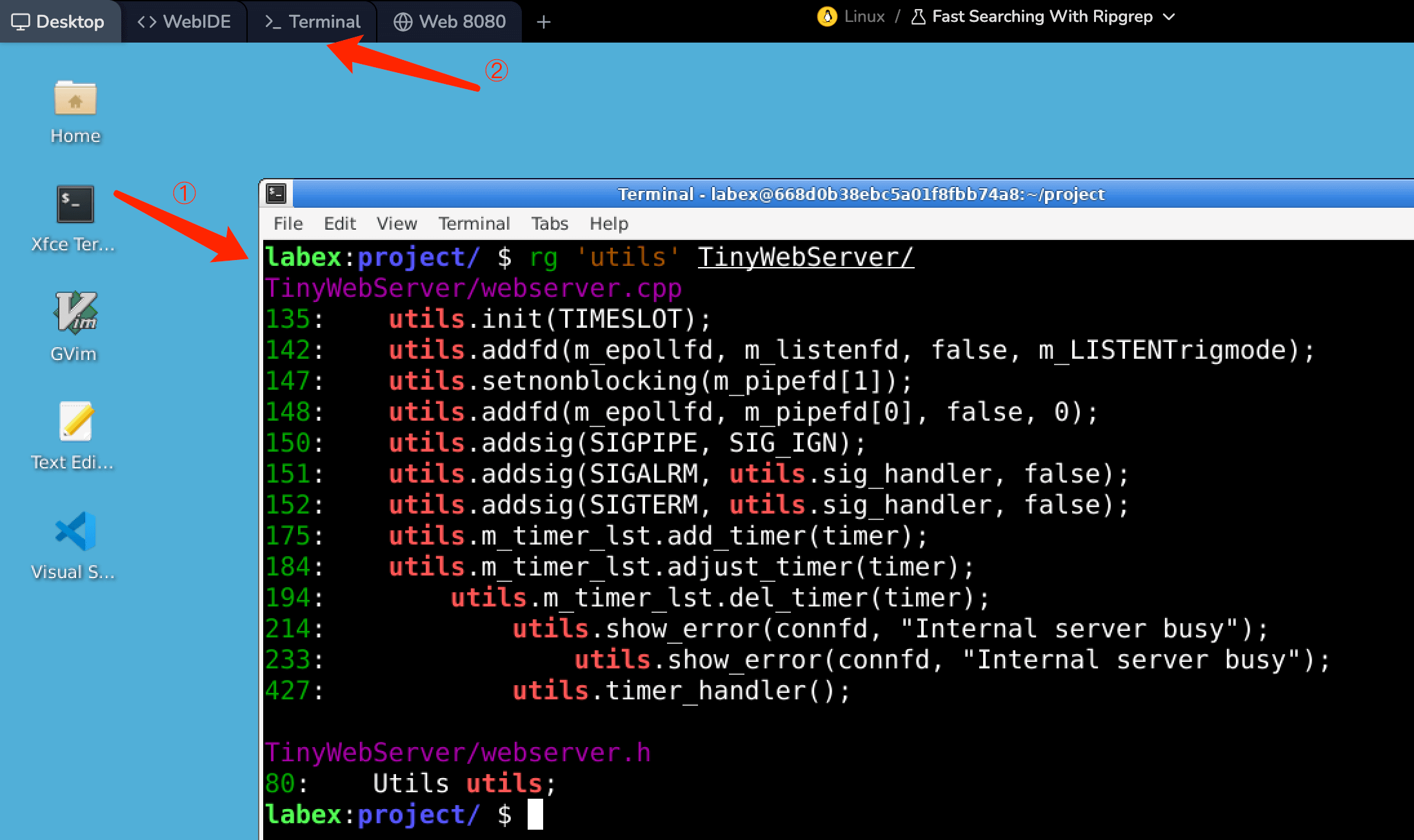 Logotipo de la herramienta de búsqueda Ripgrep