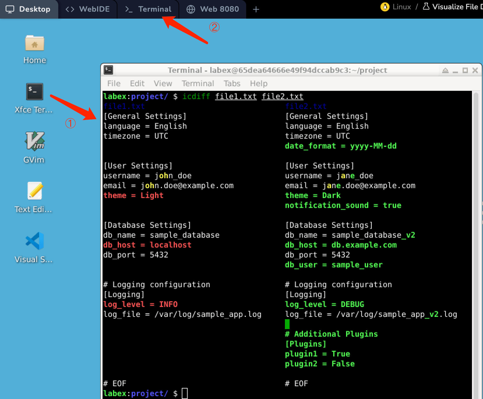 icdiff side by side comparison