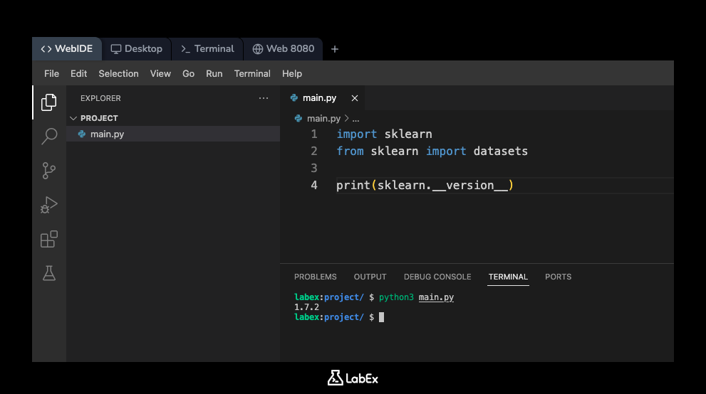 Scikit-learn version output in terminal