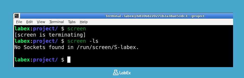 Output showing no running sessions