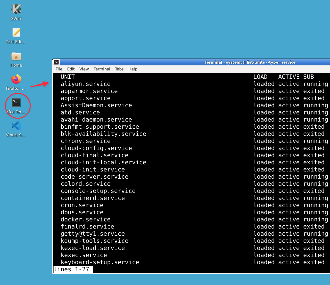 systemctl list-units --type=service