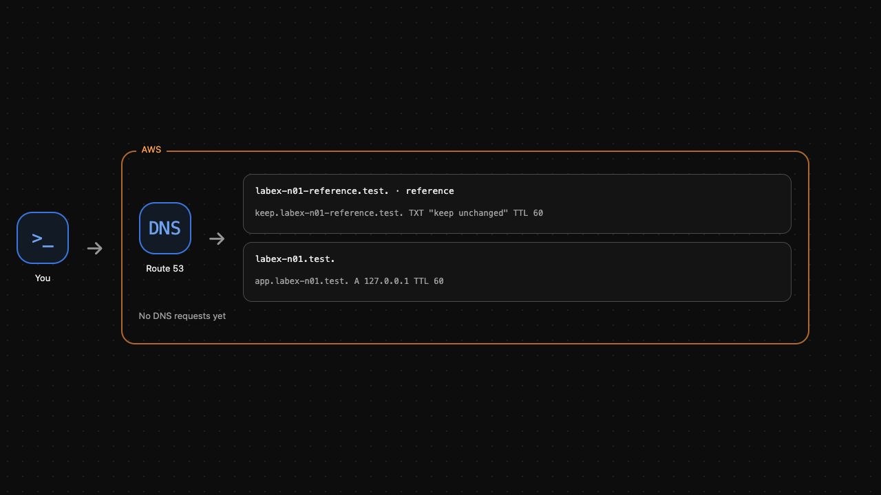 记录创建后的 AWS View 示例：应用 A 记录与未改变的独立参考区域同时显示。
