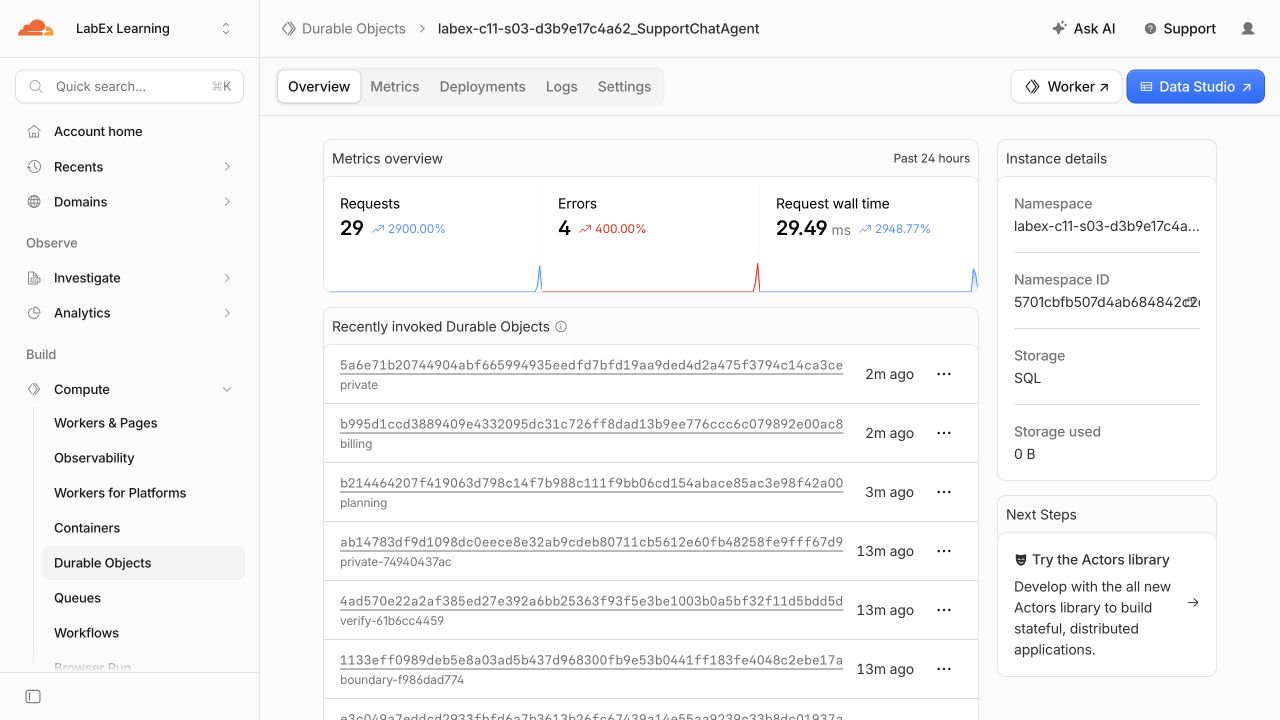 Пространство имён SupportChatAgent с хранилищем SQL
