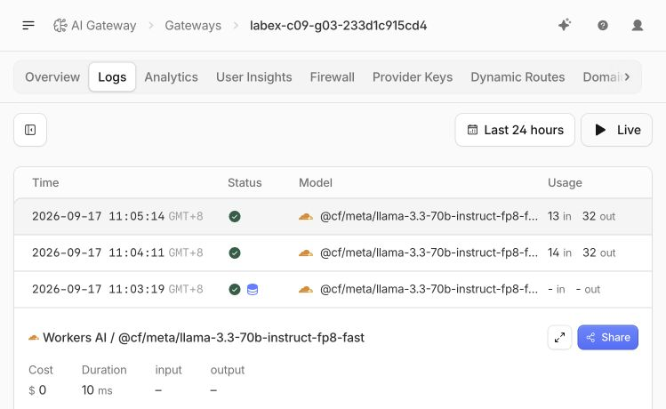 Die Gateway-Protokolle zeigen den ersten öffentlichen FAQ-Miss neben dem Treffer der exakt wiederholten Anfrage