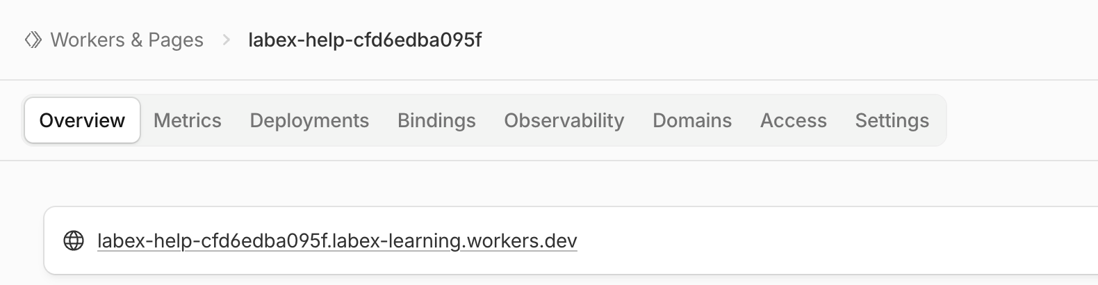 Deployed help-center Worker and its public address on Overview