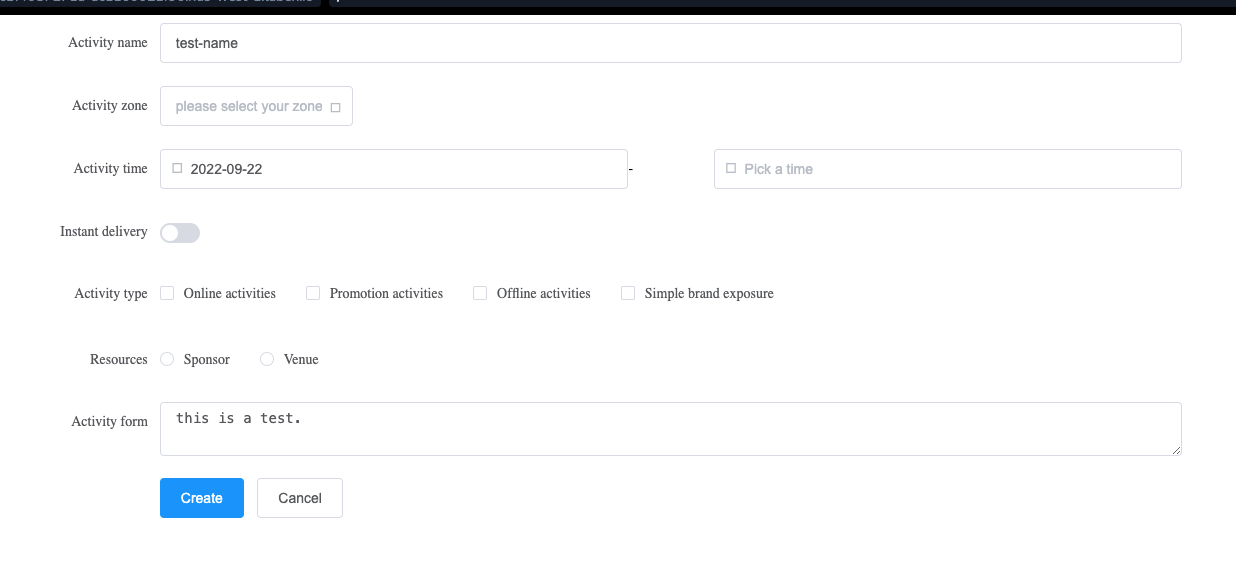 完成的表单组件预览