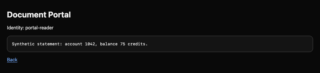 Document Portal opening the assigned statement under its application identity