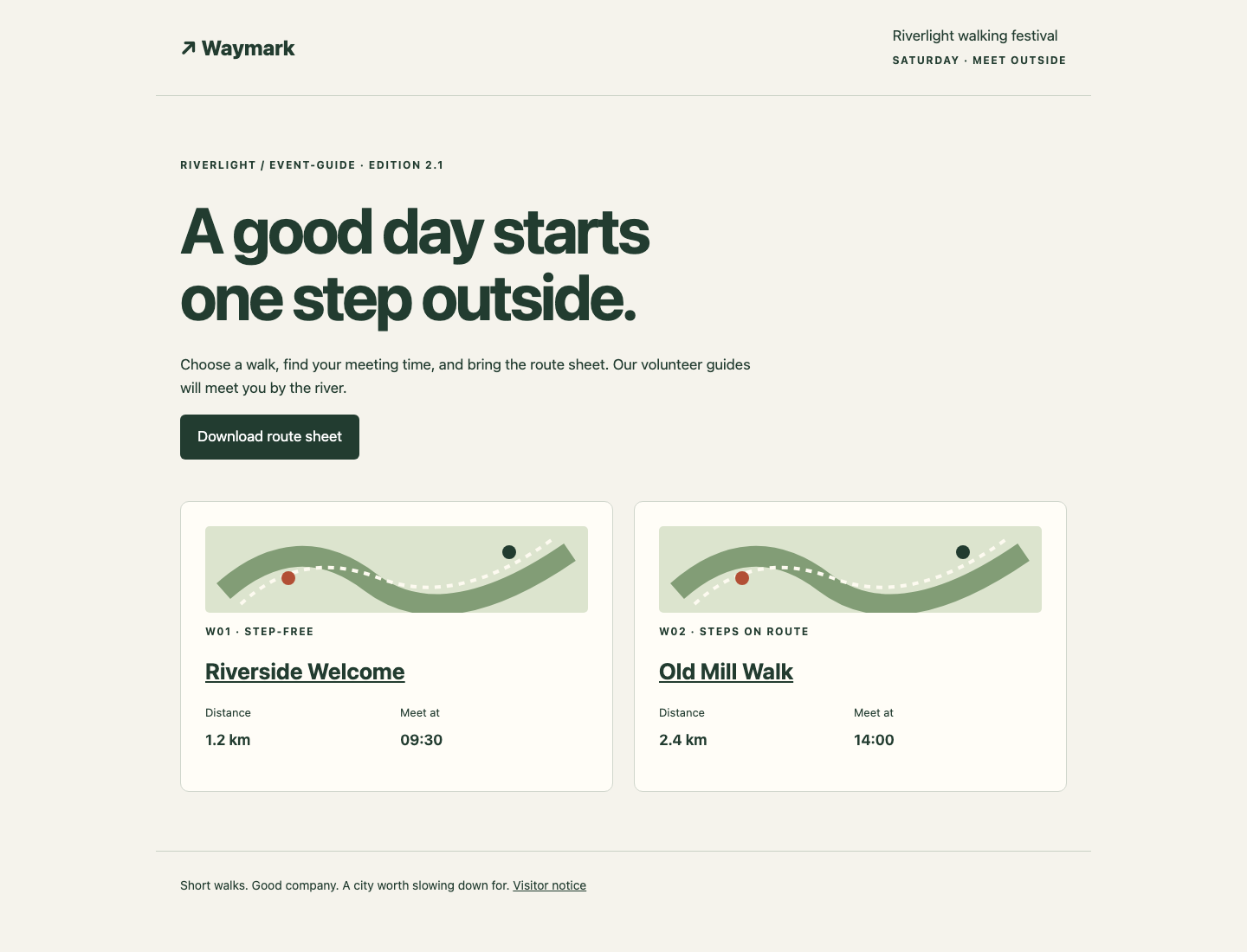Опубликованный одобренный путеводитель Waymark
