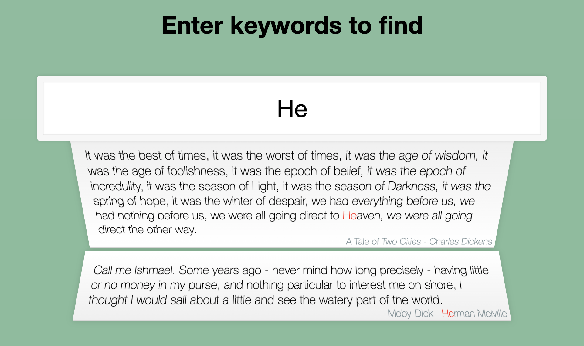 Web アプリケーションの検索インターフェイスのプレビュー