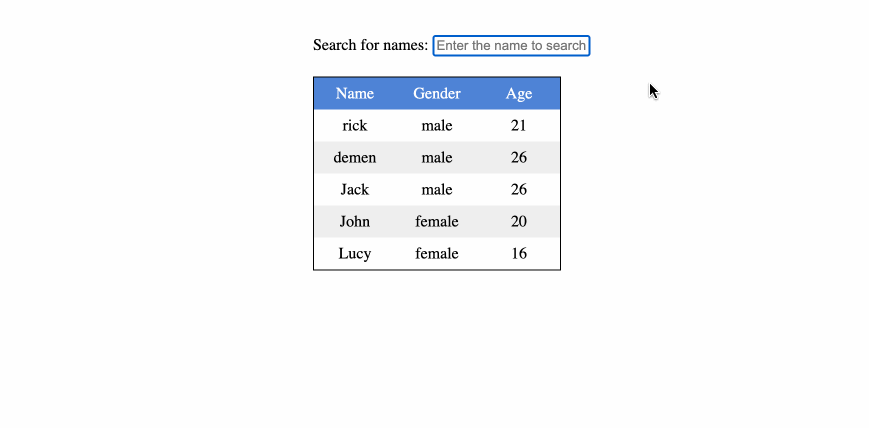 Демонстрация подсказок при поиске в Vue