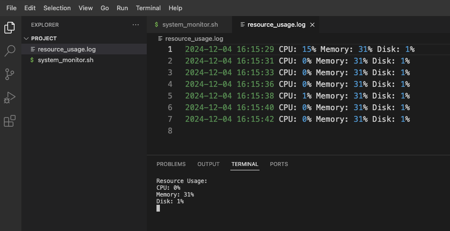 系统监控日志示例