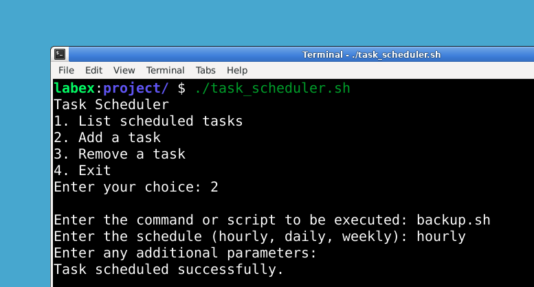 Vorschau des Task Scheduler-Skripts