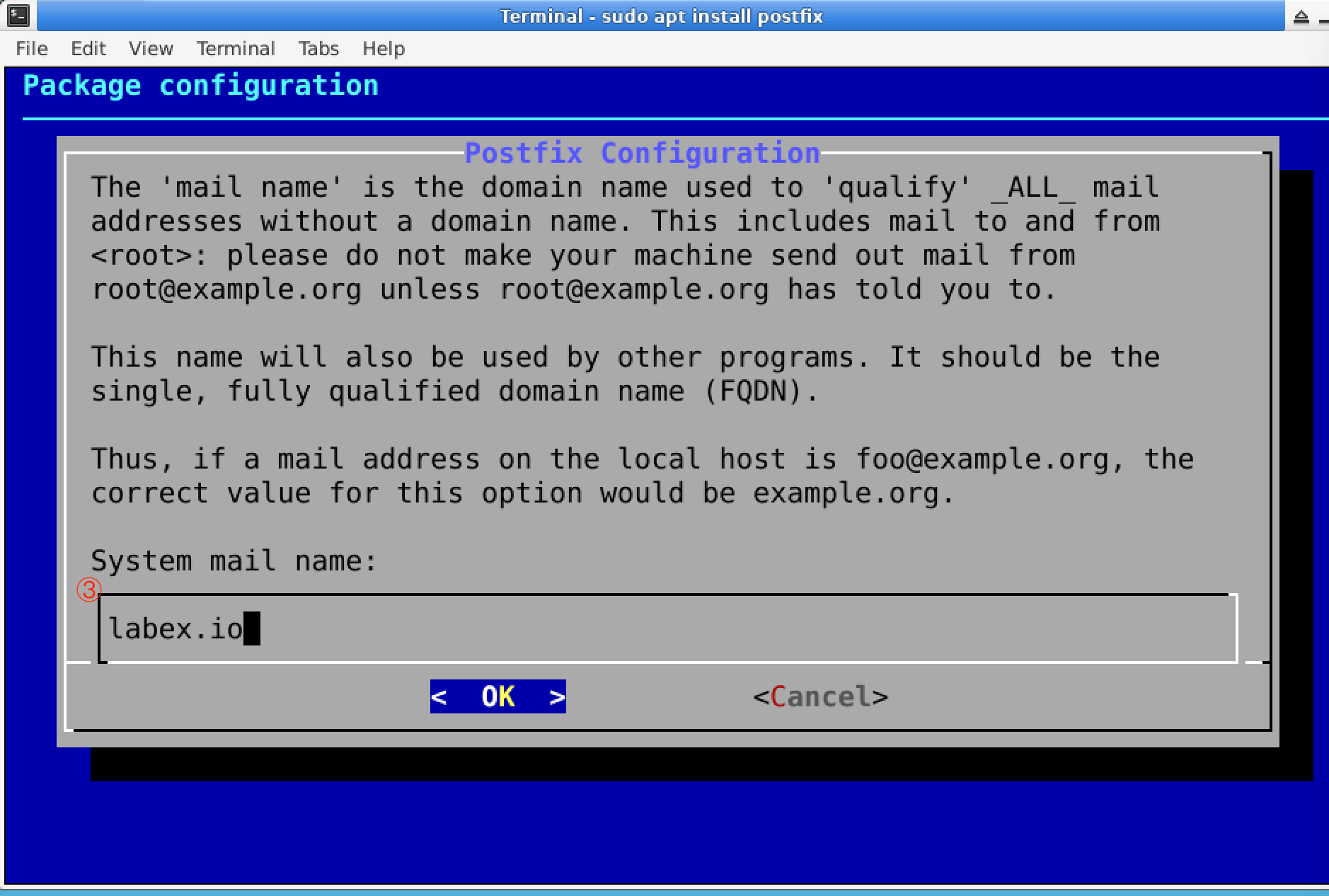 Postfix domain name setup